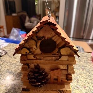 Charming Homemade Wooden Cabin Birdhouse